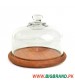 Round Glass Cheese Dome with Wooden Tray